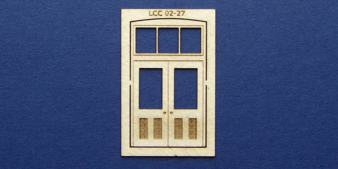 LCC 02-27 OO gauge double square door with transom type 1 Double square door with transom type 1.